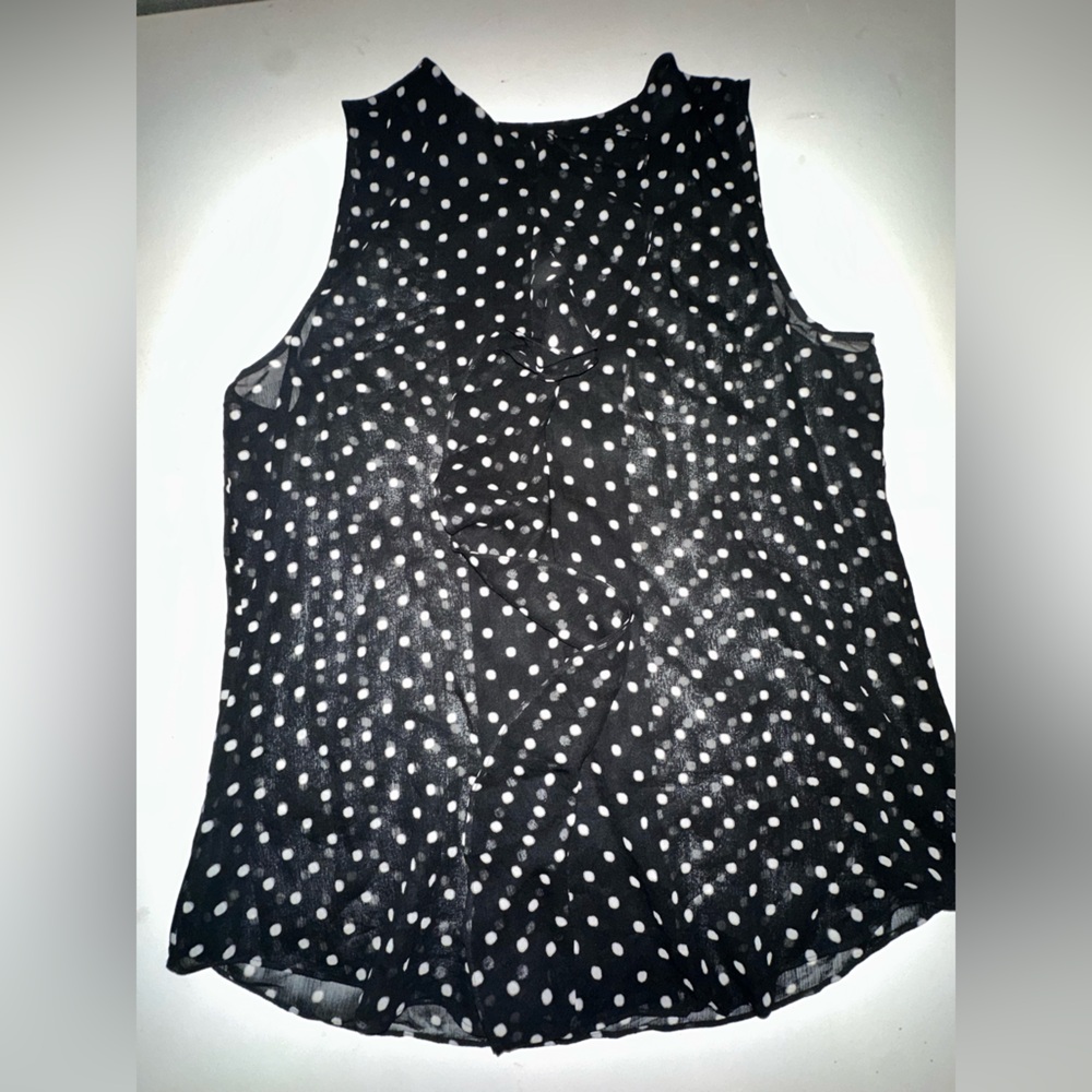 Theory Black and White Polka Dot Ruffle Top